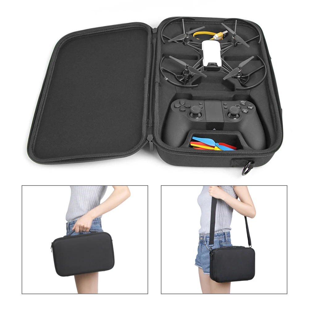 Estuche de transporte portátil impermeable EVA bolsa de almacenamiento negra con correa para el hombro para DJI Tello Drone Gamesir T1d mando a distancia