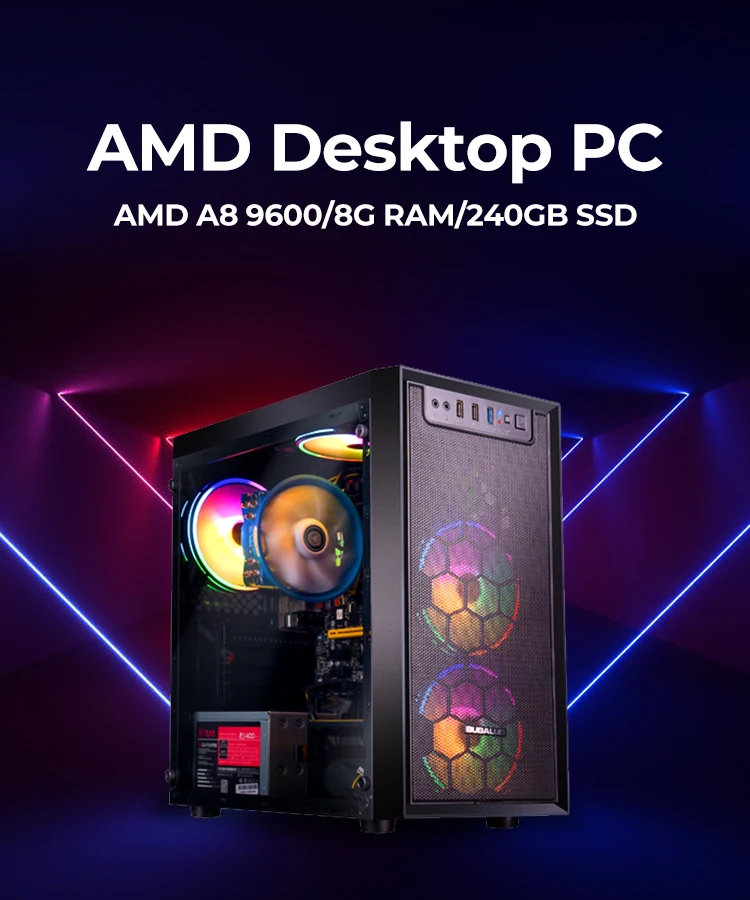 AOTESIER-ordenador de videojuegos AMD Core A8, 7680/240G, SSD, conjunto completo de ordenador de videojuegos para e-sports, 8/16 GB de RAM, 256/500 GB