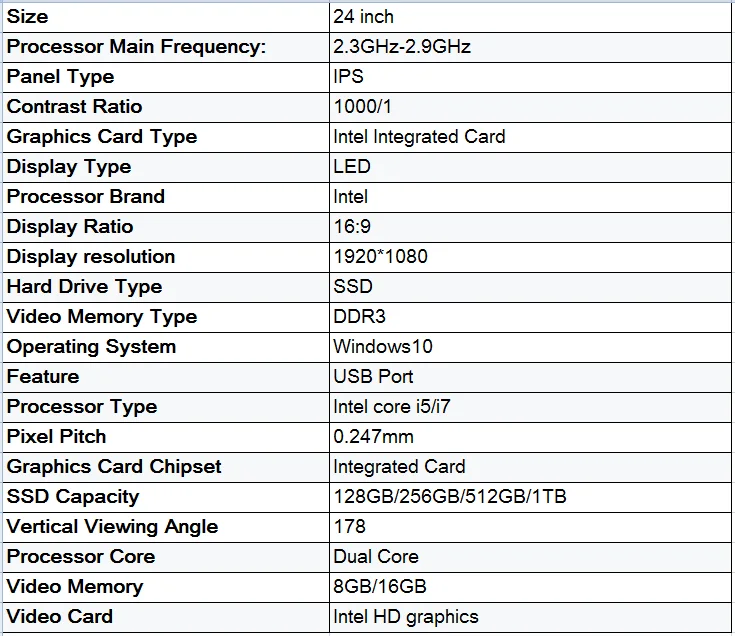 Ordenador de escritorio todo en uno, Intel Core i7-3770, 8GB, DDR3, SSD, 24 pulgadas, juego completo, monobloque