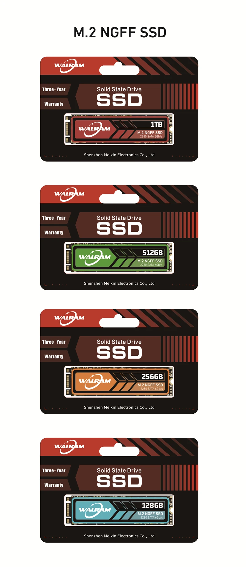 Walram-disco duro M.2 SATA 2280 gb 128gb 1TB HDD 256 g 512g NGFF SSD 120mm 2TB para ordenador portátil de escritorio Xiaomi