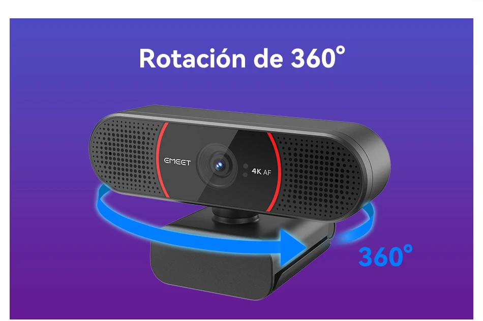 Cámara Web 4K con enfoque automático, minicámara de ordenador con USB y micrófonos para Zoom, equipos, OBS, PC, Mac y ordenador portátil