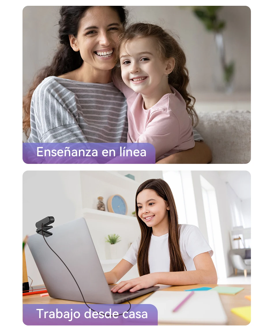 Cámara Web 4K con enfoque automático, minicámara de ordenador con USB y micrófonos para Zoom, equipos, OBS, PC, Mac y ordenador portátil