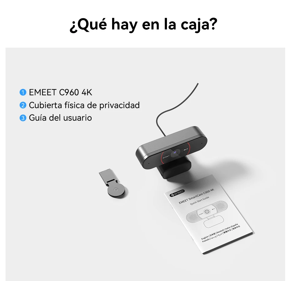 Cámara Web 4K con enfoque automático, minicámara de ordenador con USB y micrófonos para Zoom, equipos, OBS, PC, Mac y ordenador portátil