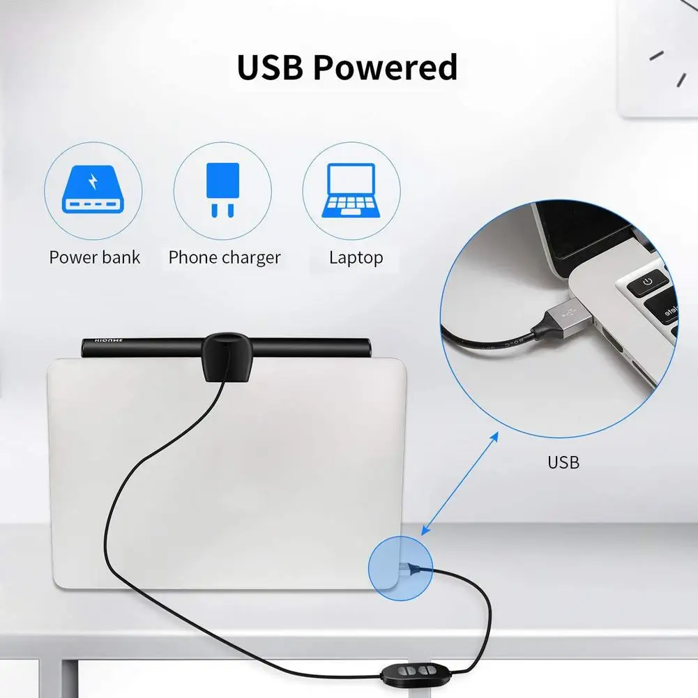 Lámparas de escritorio USB regulables, barra de luz LED para pantalla de ordenador portátil, lámpara de mesa de escritorio, lámpara de lectura de protección ocular