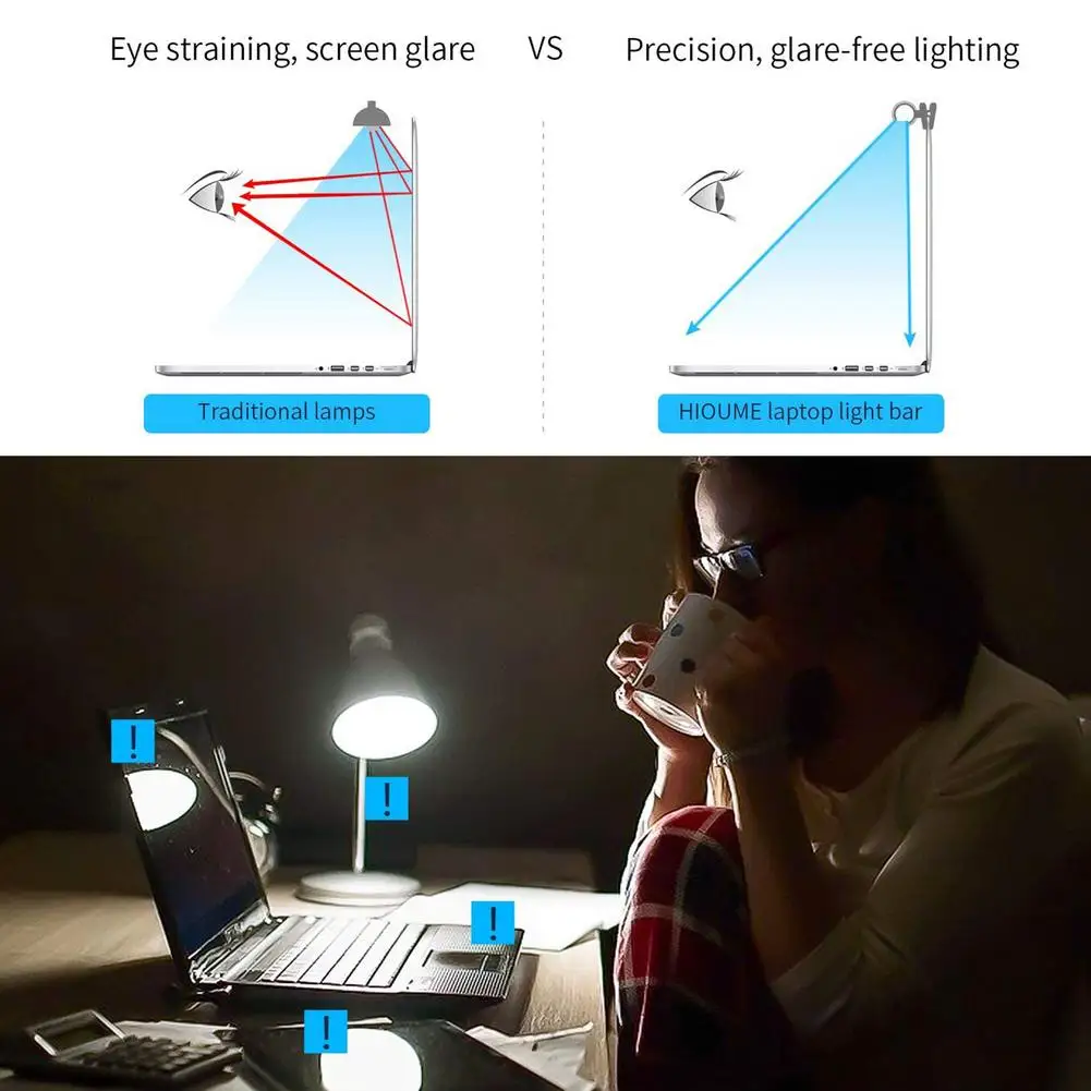 Lámparas de escritorio USB regulables, barra de luz LED para pantalla de ordenador portátil, lámpara de mesa de escritorio, lámpara de lectura de protección ocular